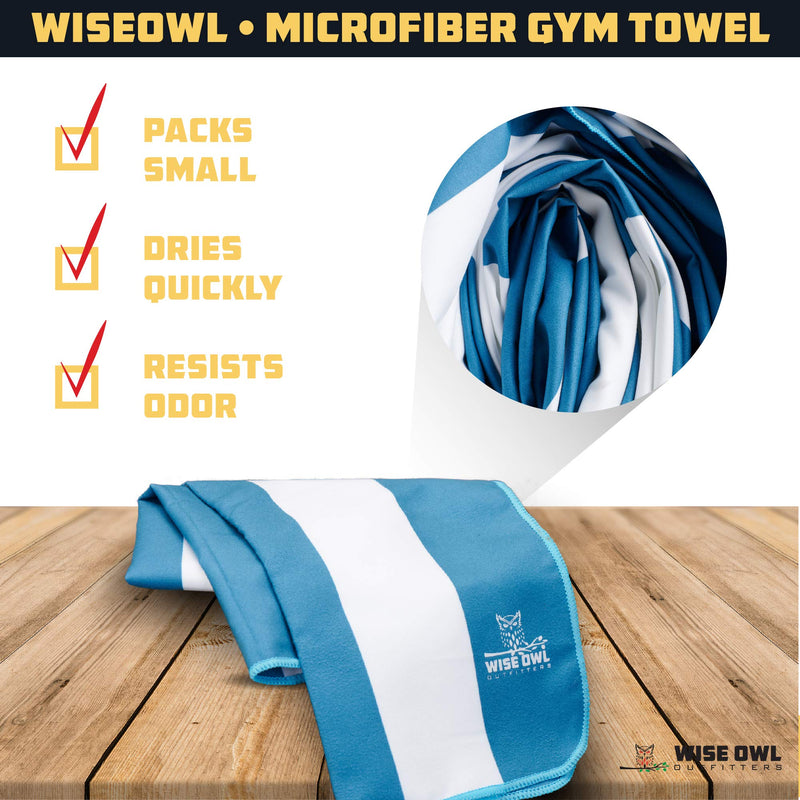 Wise Owl Outfitters Gym Towels - Microfiber Quick Dry Workout Towel - Sports Travel Sweat Sport Athletes Men Women - Lightweight Compact Super Absorbent - 2 Pack Blue Blue (2) Small 12x24 (2 pack) - BeesActive Australia