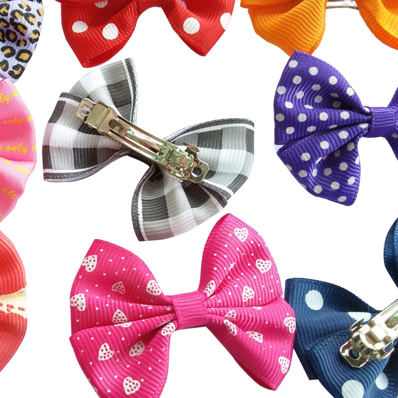 PET SHOW 20pairs Big Bowknot Dogs Hair Bow Clips with French Barrette Clip for Small Medium Large Dogs Puppies Cats Topknot Grooming Hair Accessories - BeesActive Australia