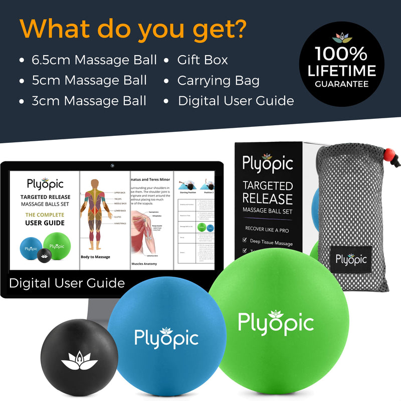 Plyopic Trigger Release Massage Ball Set � for Targeted Trigger Point Therapy, Deep Tissue Muscle Recovery, Myofascial, Foot Plantar Fasciitis Relief, Full Body Mobility - Back Neck Arms Hands Feet - BeesActive Australia