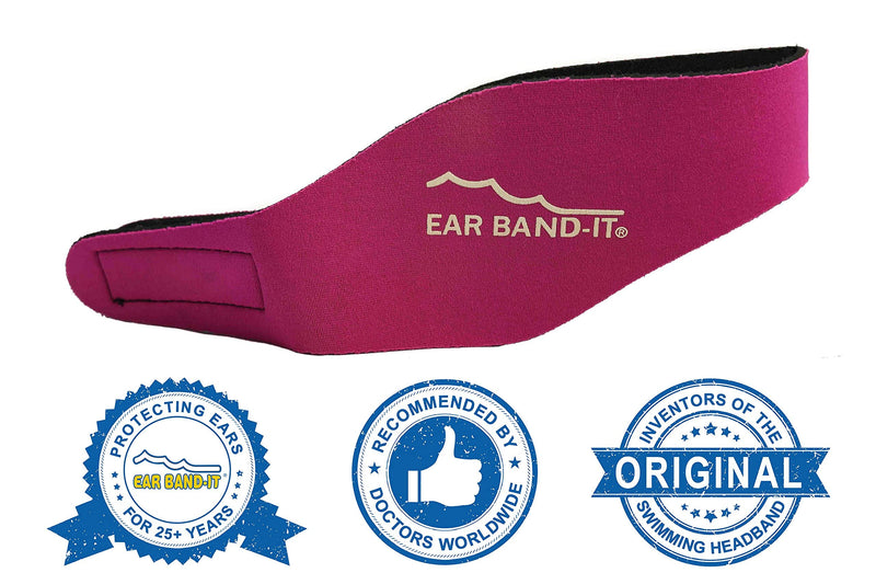 Ear Band-It Swimming Headband - Invented by Physician - Hold Ear Plugs in - The Original Swimmer's Headband - Doctor Recommended - Secure Earplugs Small (ages 3mo to 1yr) Magenta - BeesActive Australia