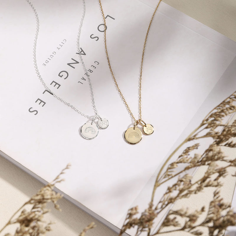 HOPE LOVE SHINE Rainbow Bridge Pet Memorial Necklace - Dog Sympathy Gifts, Loss of Pet, Cat Memorial Jewelry for Women & Men - Dog Dad & Dog Mom Necklace for Death of a Pet - Cat & Dog Memorial Gifts SILVER - BeesActive Australia