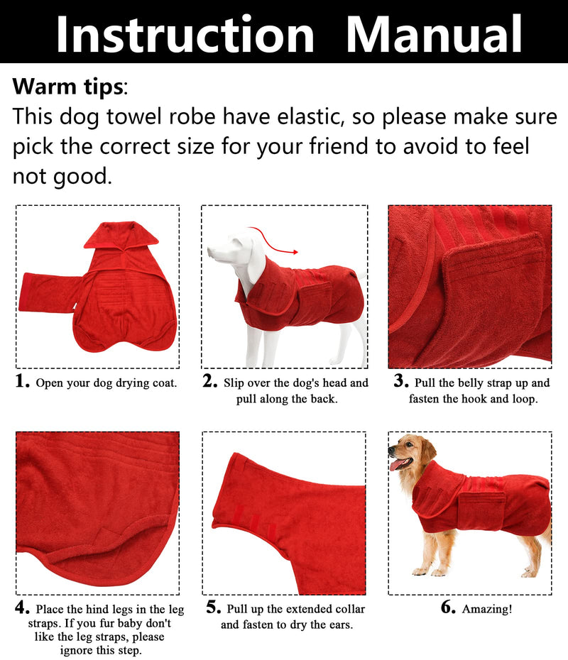 Dog Drying Coat Dressing Gown Towel Robe pet Microfibre Super Absorbent Anxiety Relief Designed Puppy fit for xs Small Medium Large Dogs X-Large(Back: 22"-23"in) Blue - BeesActive Australia