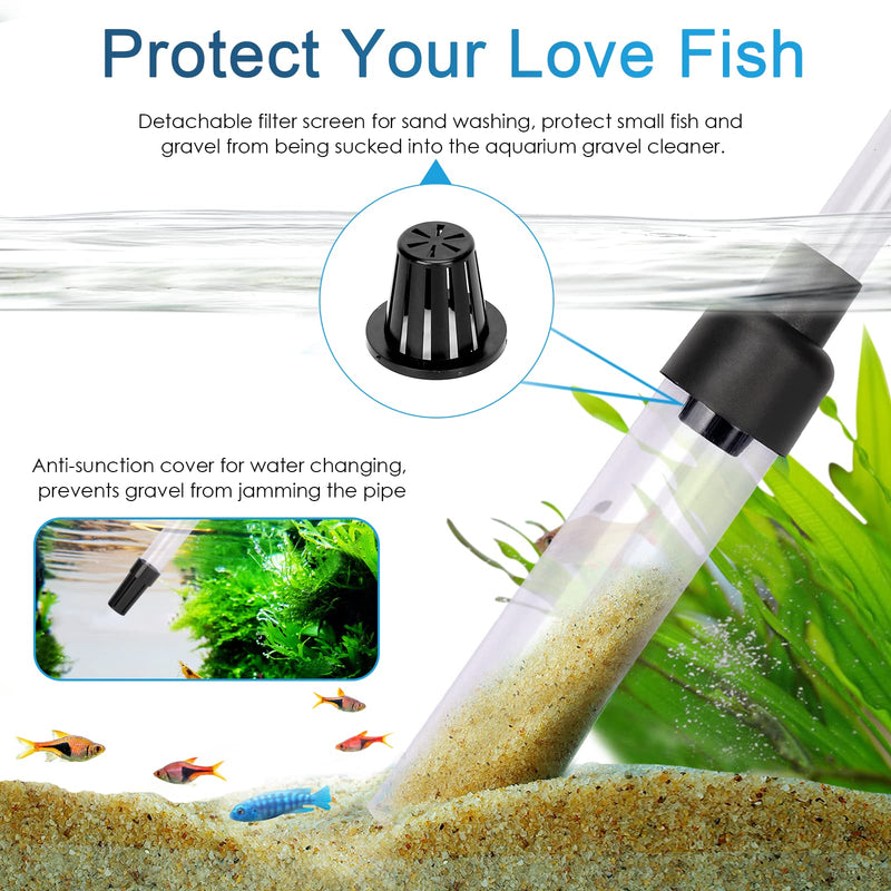 hygger Gravel Vacuum for Aquarium, Aquarium Siphon Vacuum Cleaner for Fish Tank Gravel and Sand Cleaning, Remove Dirt, Water Change, Aquarium Gravel Cleaner with Adjustable Water Flow Small - BeesActive Australia