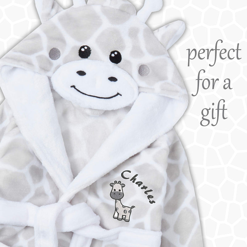 Personalised Baby Girls Boys Dressing Gown Giraffe Robe Emroidered Name Animal Size 6-24 Months 18-24 Months - BeesActive Australia
