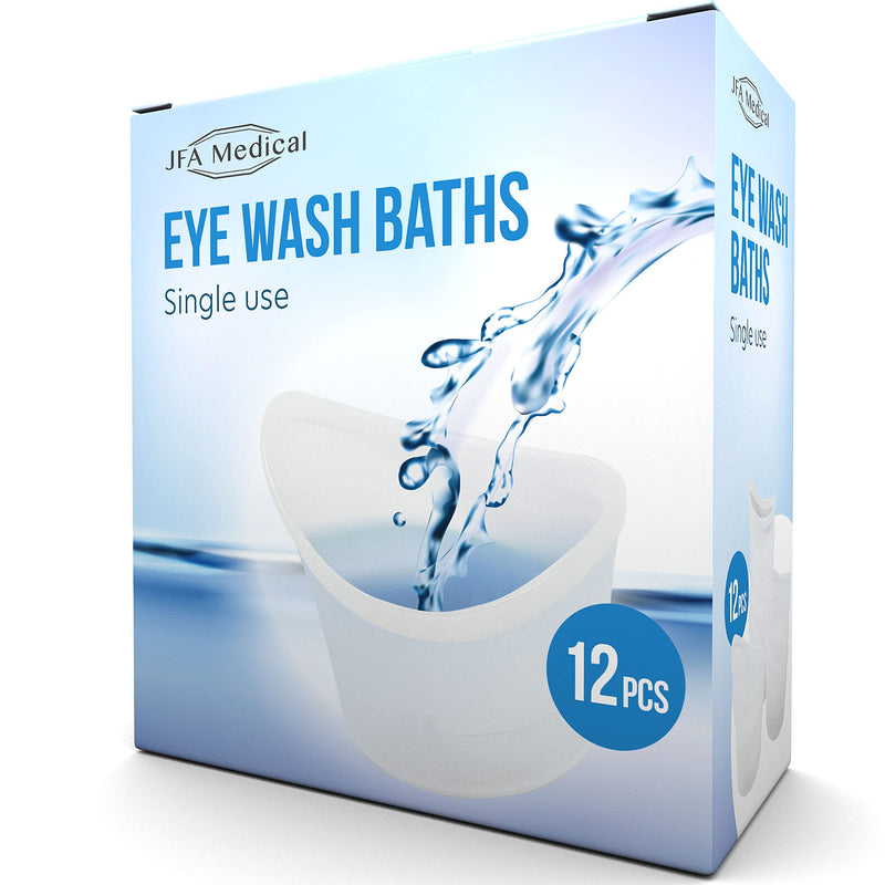 JFA Medical First Aid One Size Plastic Eyewash Pain Relieve Cleaning Eye Bath Cup - Pack of 12 - BeesActive Australia
