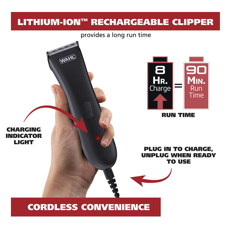 Wahl Clipper Rechargeable Pet Clipper Kit with Rinseable Stainless Steel Precision Blades for Hygienic Grooming at Home, with Premium Stainless Steel Detangling Comb and Scissors - Model 9179 - BeesActive Australia