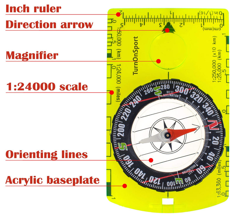 Orienteering Compass - Hiking Backpacking Compass - Advanced Scout Compass Camping and Navigation - Boy Scout Compass Kids - Professional Field Compass for Map Reading - Best Survival Gifts Green - BeesActive Australia