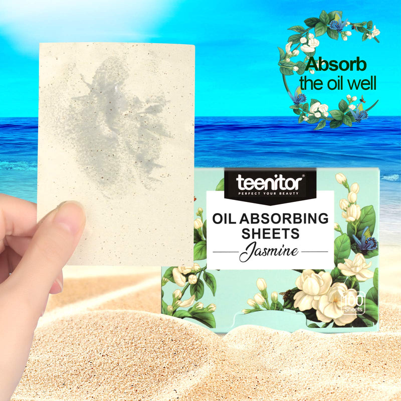 Teenitor 1000 Counts Oil Absorbing Sheets, Oil Blotting Paper, Oil Absorbing Tissues, Face Facial Natural Oil Control Film Blotting for Oily Skin Care Men Women-Jasmine 10 - BeesActive Australia