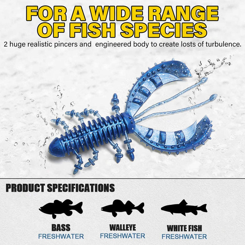 Duuv Soft Plastic Fishing Lures Fishing Worms Swimbaits Exquisite and Realistic Movement Soft Fishing Baits for Bass,Slow Sinking,Jerking for Freshwater or Saltwater Fishing Bass Lures A1-crawfish lures-4in,8pcs - BeesActive Australia