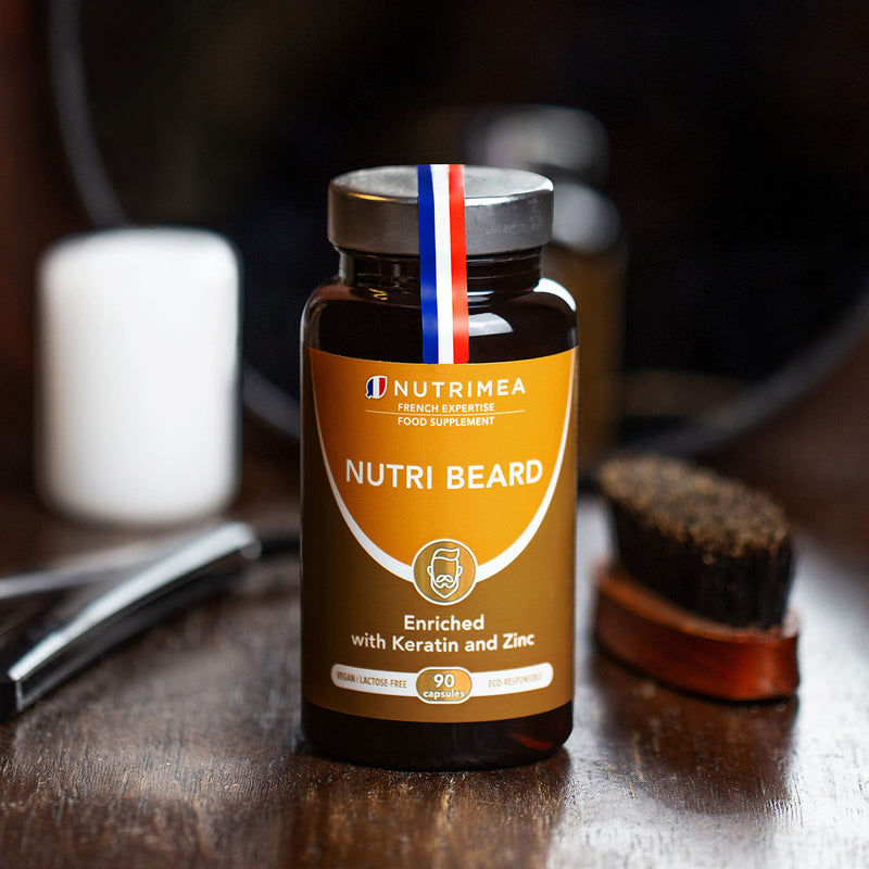 Nutri Beard Growth Supplement - Thicker Facial Hair - Rich in Vitamins, Biotin, Keratin, Cysteine, Zinc and MSM - 90 Capsules - French Expertise - BeesActive Australia