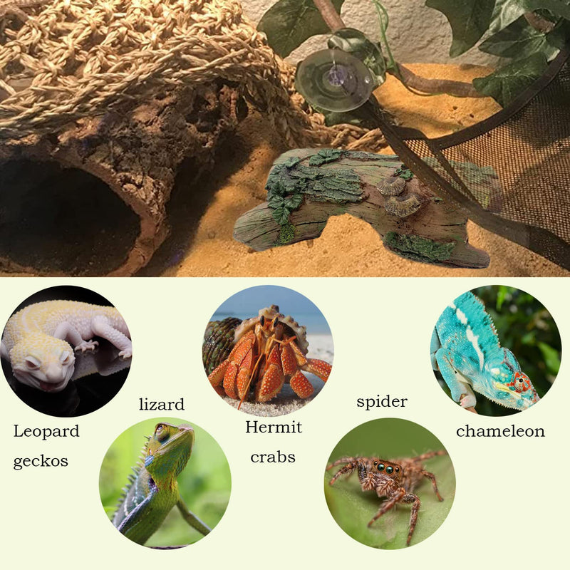 MUYG Reptile Hides and Caves Lizard Log Resin Hollow Tree Trunk Habitat Decor Bearded Dragon Hideout Cave Bark Habitats Decoration Gecko Hut for Chameleon Frog Crested Gecko Snake Spider (3Pcs) - BeesActive Australia