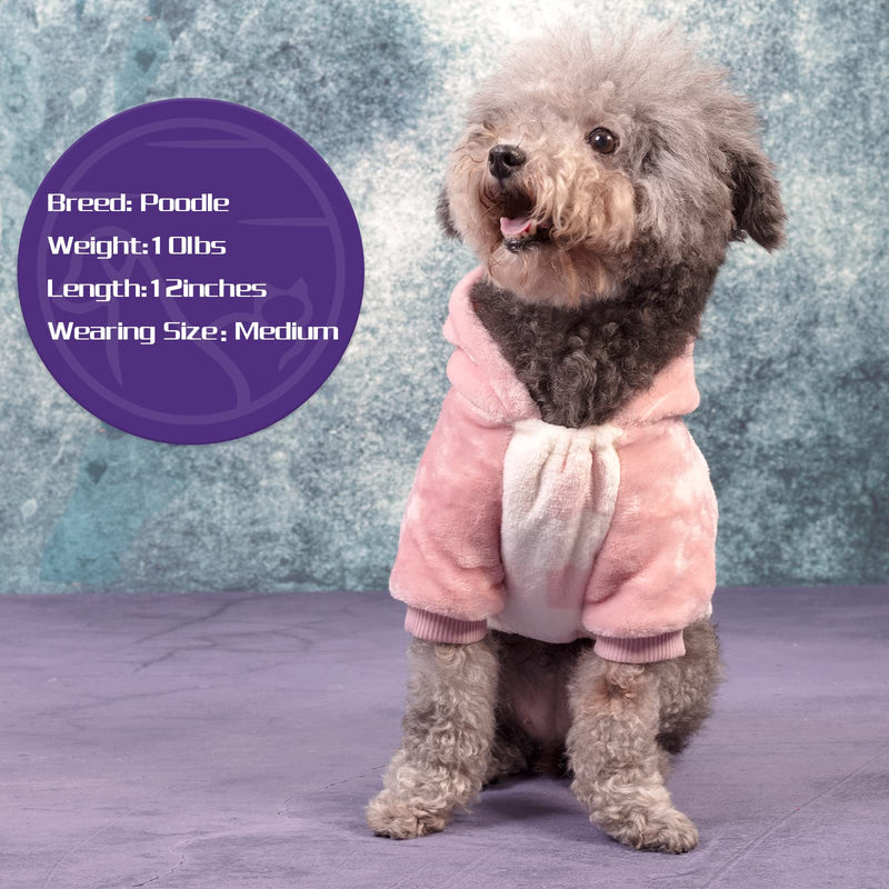 cyeollo Dog Coat Buffalo Plaid Dog Winter Coat Flannel Dog Sweatshirt Cold Weather Coats New Year Dog Clothes for Small Medium Dogs With Hat (Pink） - BeesActive Australia