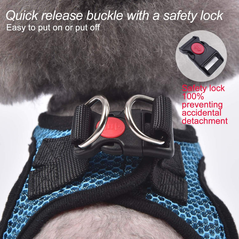 matilor Dog Harness Step-in Breathable Puppy Cat Dog Vest Harnesses for Small Medium Dogs M (Chest 13.5''-16.5'', Weight 10-15 lb) Blue - BeesActive Australia
