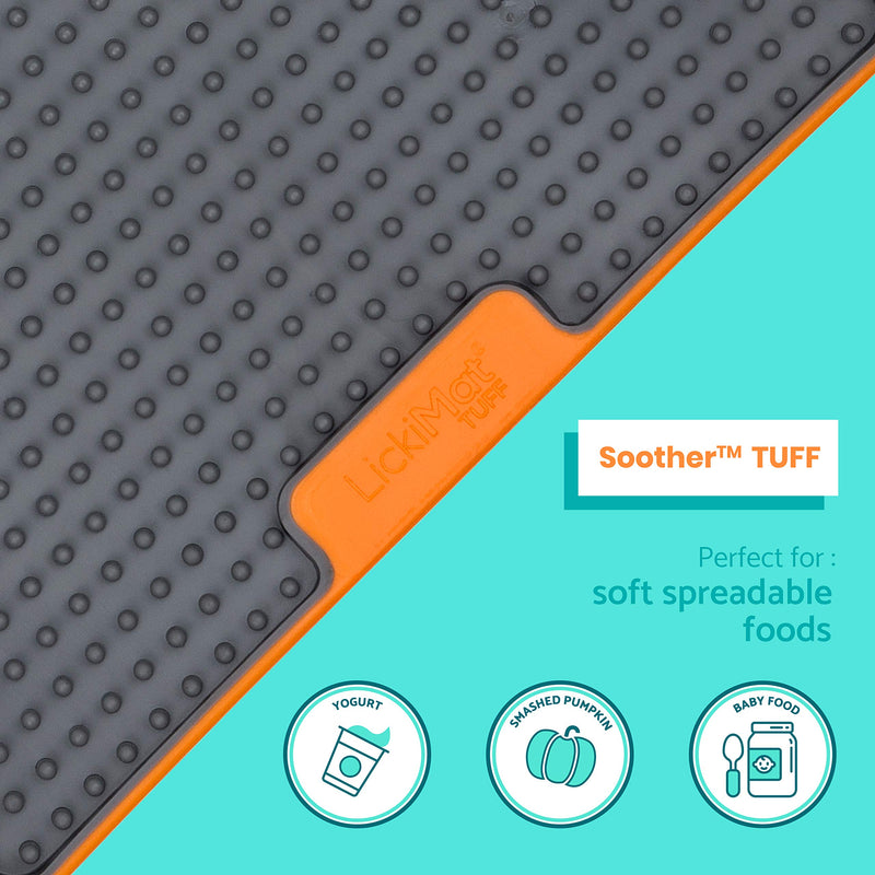 Lickimat Tuff, Heavy-Duty Dog Slow Feeders Lick Mat, Boredom Anxiety Reducer; Perfect for Food, Treats, Yogurt, or Peanut Butter. Fun Alternative to a Slow Feed Dog Bowl! Turquoise Soother - BeesActive Australia