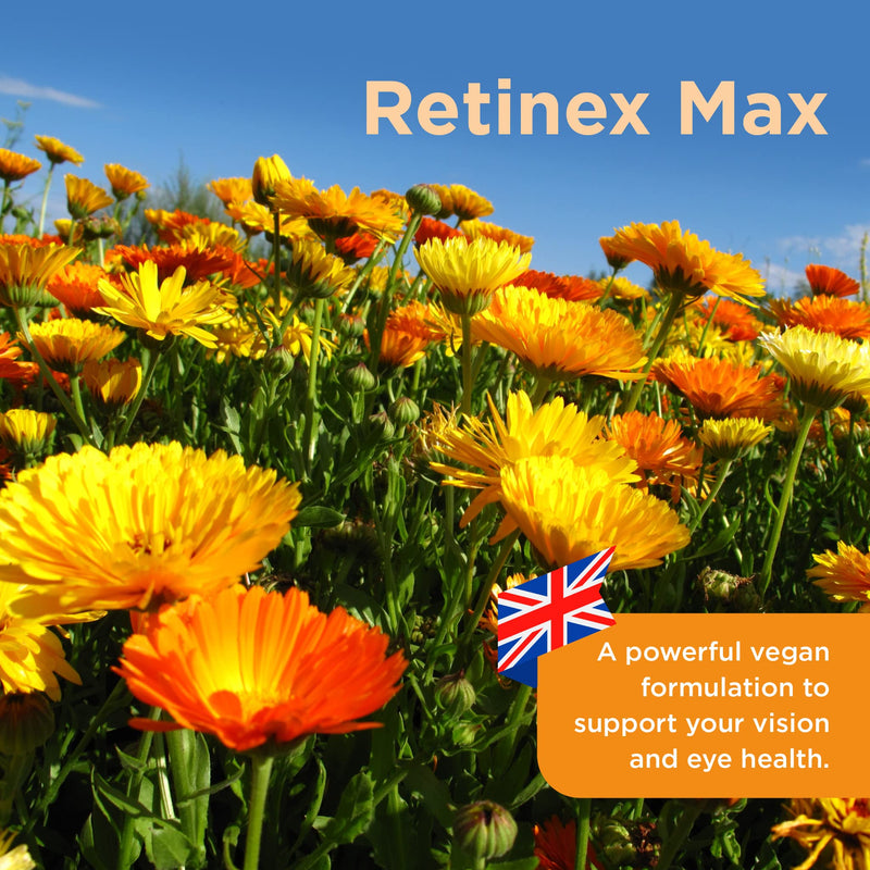 Healthspan Retinex Max (60 Tablets) | Long Term Vision and Eye Health | 20mg Lutein & 2,000ug Zeaxanthin | Added Vitamin B2 Contributes to Normal Vision | Natural Source Carotenoids | Vegan - BeesActive Australia