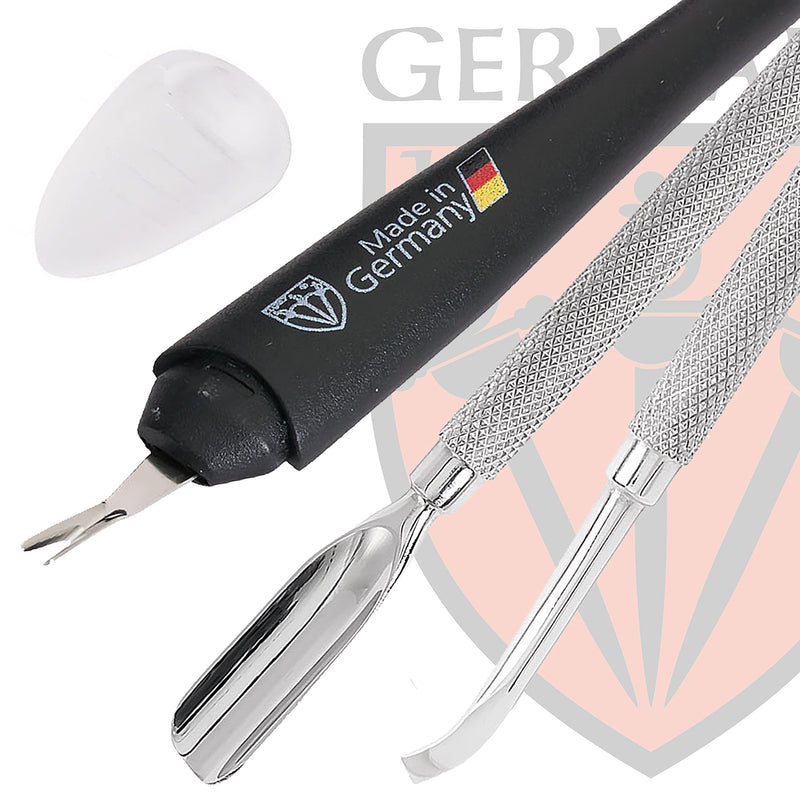 3 Swords Germany - Brand Quality Cuticle Knife Trimmer Remover Cutter (1pc.) and Cuticle Pusher Scratcher (1 pc.) Made in Germany Cuticle Remover and Cuticle Pusher - BeesActive Australia