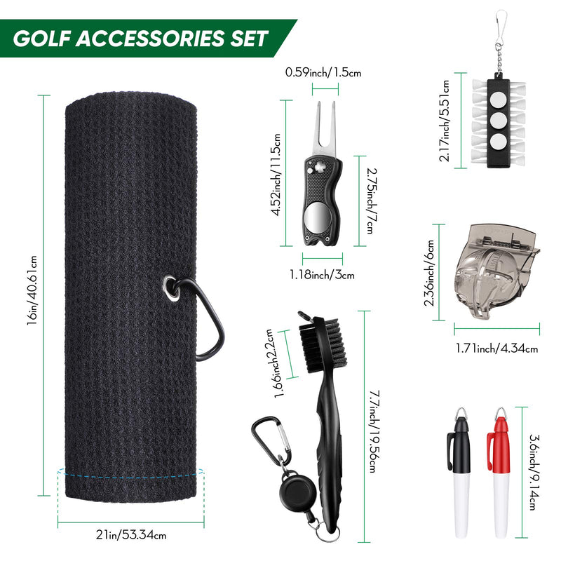 16 Pieces Golf Accessories Set Golf Towel Golf Club Brush with Groove Cleaner Foldable Divot Repair Tool with Ball Marker Golf Ball Marker Golf Marker Pens and Golf Tee Holder A Good Golf Accessory - BeesActive Australia