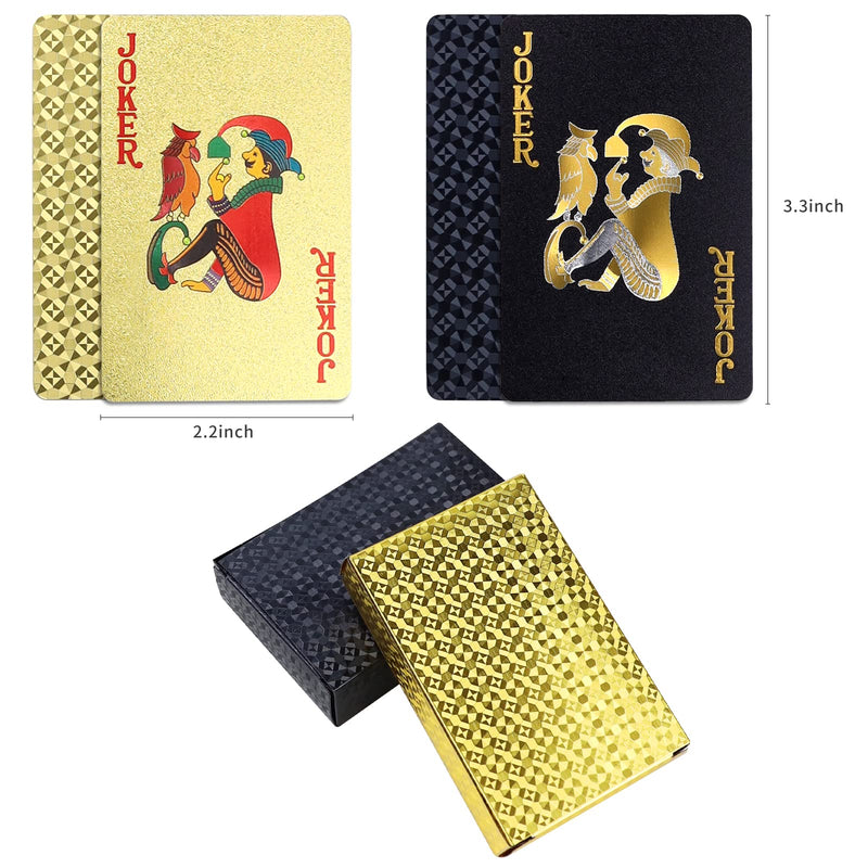 4 Decks Playing Cards Foil Poker Cards,Waterproof Plastic Foil Poker Cards,Diamond Foil Poker Cards Gold for Adults, Party Gift,Travel and Classic Family Card Game(Gold Silver Black Pink) - BeesActive Australia