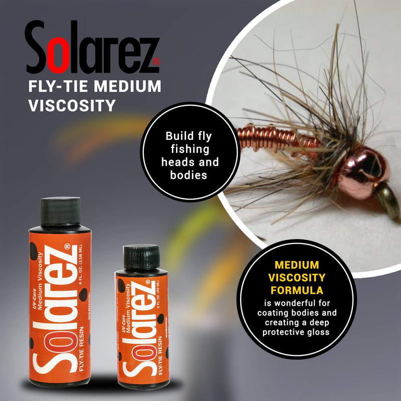 SOLAREZ Fly Tie UV Cure Resin - Medium Formula (3 Sizes) Fly Tying, Fly Fishing, Build Durable Fly Heads and Bodies, w/Clear, Fast UV Cure ~ Made in The USA! 0.5 - BeesActive Australia