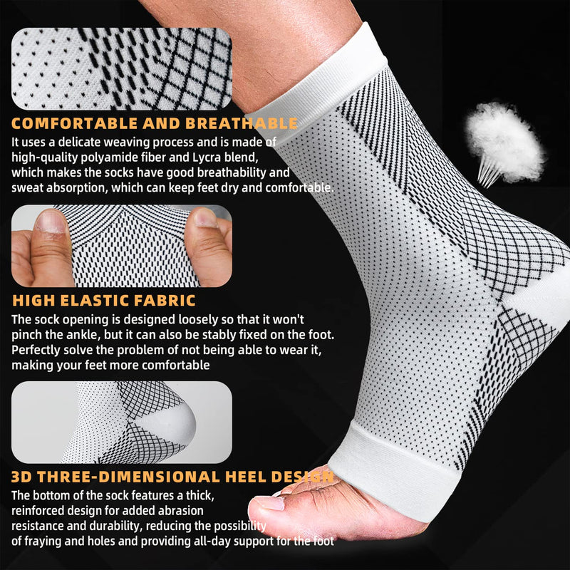 Plantar Fasciitis Relief Socks, Neuropathy Socks for Women And Men, Ankle Compression Sleeve Achilles Tendonitis Relief socks for Neuropathy Pain Foot Swelling (Black,L/XL) L/XL Black - BeesActive Australia