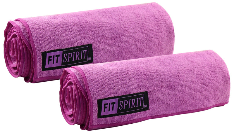 [AUSTRALIA] - FIT SPIRIT Microfiber Bath Sport Towels, 2 Pack Pink 2pc - 20x40 