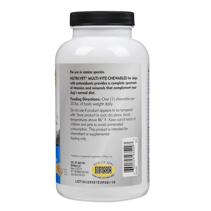 Nutri-Vet Multi-Vite Chewables for Adult Dogs | Daily Vitamin and Mineral Support to Help Maintain Peak Condition 180 ct - BeesActive Australia