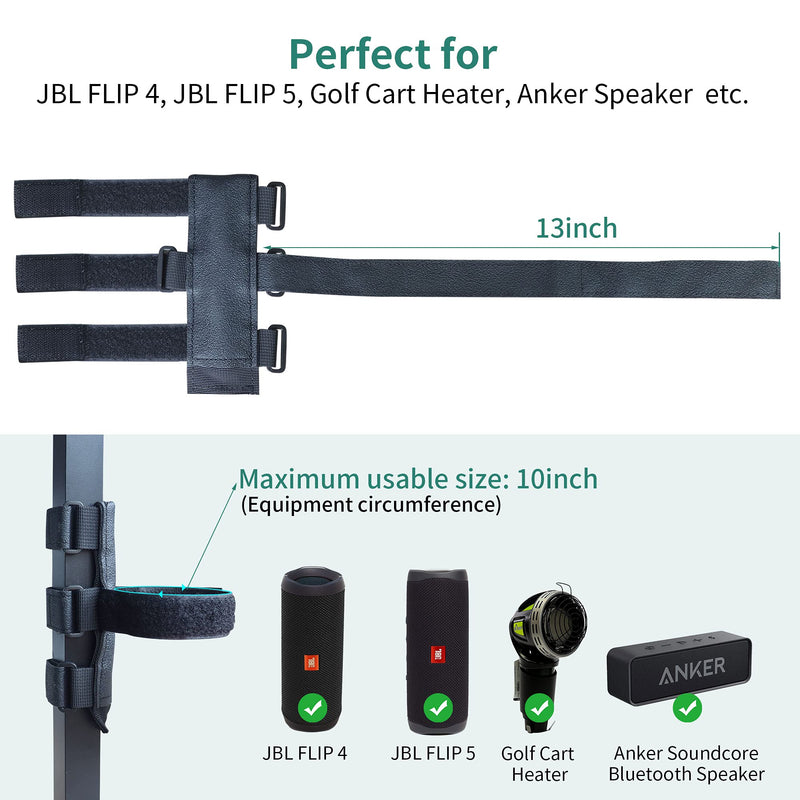 HomeMount Portable Speaker Mount for Golf Cart Accessories - Adjustable Strap Fits Bluetooth Wireless Speaker Strap Attachment to Railing/Cross bar/Frame Black - BeesActive Australia