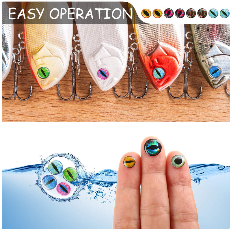 828 Pieces Fishing Lure Eyes 3D Fishing Fake Eyes with 1 Pieces Tweezer for Fly Tying Lures Crafts Fishing Lure DIY Making Tool, 7 mm/ 8 mm/ 9 mm/ 10 mm - BeesActive Australia