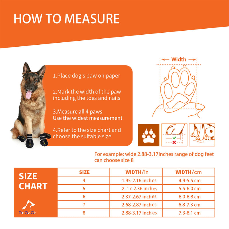 Dog Shoes for Large Dogs, Dog Boots & Paw Protectors for Hot Pavement Winter Snow, Anti-Slip Booties for Hiking Walking, Waterproof Breathable and Reflective Dog Booties for Large Size Dogs 4PCS Black Size 6 (Width 2.37-2.67 inch)Black - BeesActive Australia