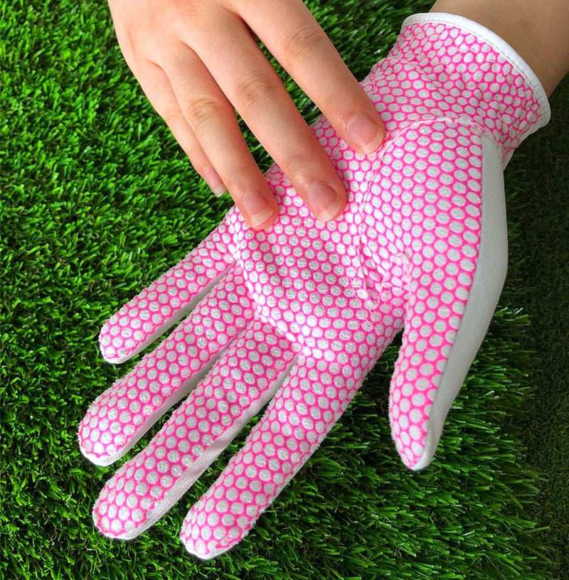 Amy Sport Golf Gloves Women Left Hand Right All Weather Rain Grip Value 2 Pack, Ladies Soft Pink Glove Lh Rh Both Hand Fit Size Small Medium Large XL 1 Pair - BeesActive Australia