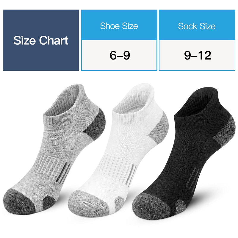Ankle Athletic Running Socks Cushioned Breathable Low Cut Sports Socks with Tab Arch Support for Men Women (6Pairs) 6-9 Grey - BeesActive Australia