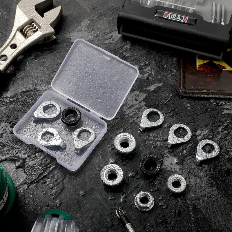 12 Pcs Bike Wheel Axle Nut and Safety Washer Kit 3 Sizes Bicycle Hub Flanged Hardware Nuts Steel Flange Nuts Wheel Retaining Bicycle Hook Hub Parts for Front and Rear Bike Wheel Mountain Road - BeesActive Australia