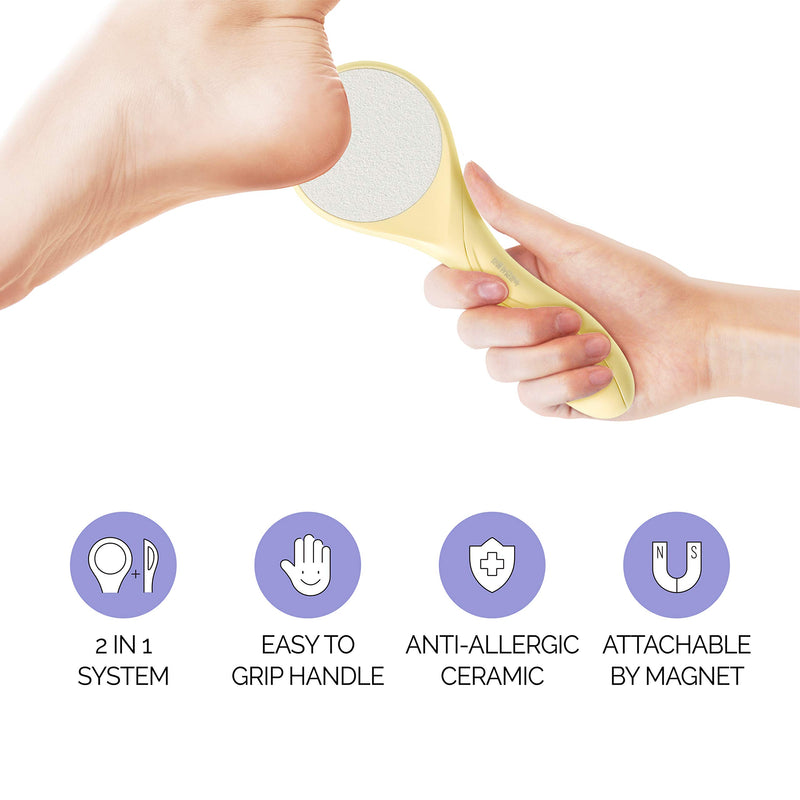 F3 Systems 2-in-1 Ceramic & Stainless Foot File, Multi Use Foot Care Tool, Dead Skin Cell, Corn Removal Set,Effective for Cracked Heel,Ergonomic Design,Foot Scrubber,Professional Foot File, Exfoliator - BeesActive Australia