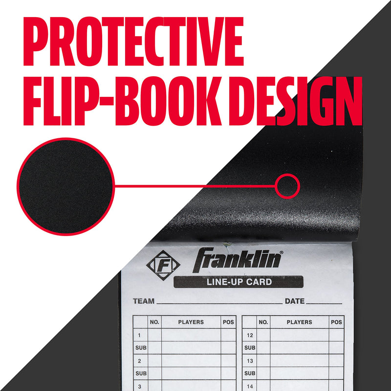 Franklin Sports MLB Baseball + Softball Lineup Cards - 25 Game Line Up Sheets Book + Holder for Coaches + Managers - Black - BeesActive Australia