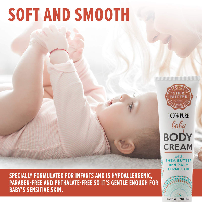 Organic SCA 100% Pure and Natural Daily Moisturizing Baby Body Cream | Newborn Baby Nourishing Cream for Sensitive Skin | Organic Shea Butter Baby Body Healing Cream for Babies | 3.4 Oz, 100 ml - BeesActive Australia