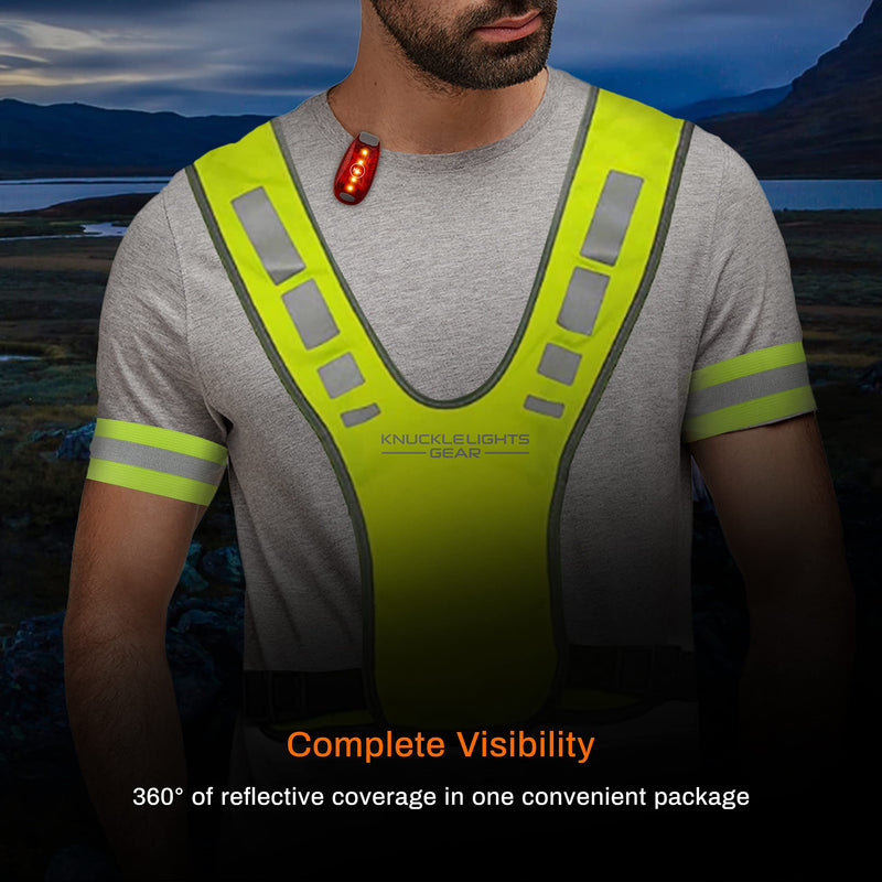 Reflective Running Gear Safety Bundle - Reflective Vest + LED Safety Light (2 Pack) + Reflective Bands | Running Accessories, Cycling, Hiking and Reflective Walking Gear for All Outdoor Adventures - BeesActive Australia