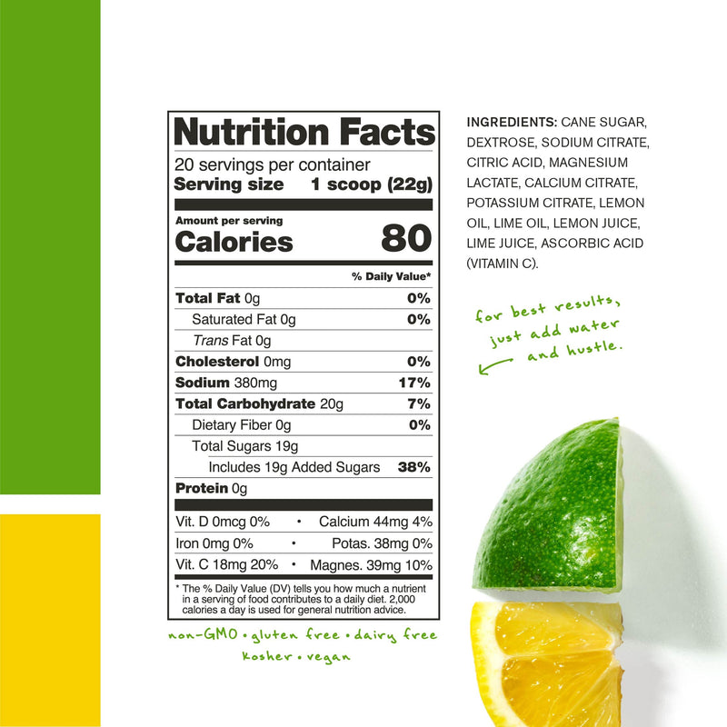 Skratch Labs Hydration Powder | Sport Drink Mix | Electrolytes Powder for Exercise, Endurance, and Performance | Lemon + Lime | 20 Servings | Non-GMO, Vegan, Kosher 20 Servings (Pack of 1) - BeesActive Australia