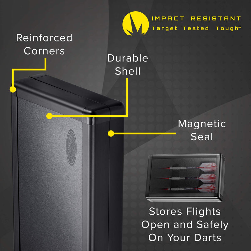 [AUSTRALIA] - Casemaster Sinister Magnetic Aluminum Dart Case with Precision Cut Space to Hold 3 Steel Tip or Soft Tip Darts and Extra Flights, Shafts and Tips, Magnetic Latch Keeps Case Closed Tight 