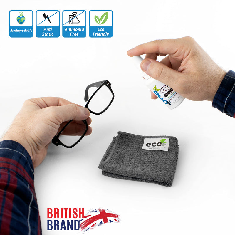 Ecomoist Natural Lens Eyeglass Optical Cleaner 50Ml Ecofriendly Microfibre Towel Sun Reading glasses Does not harm the Coating of Glass Lens - BeesActive Australia