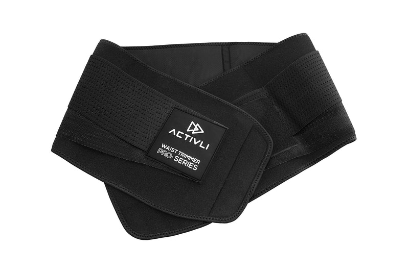 ACTIVLI Waist Trimmer Lumbar Support Belt for Men & Women - A Perfect Stretchable and Breathable Stomach Slimmer (Black, S-M) - BeesActive Australia