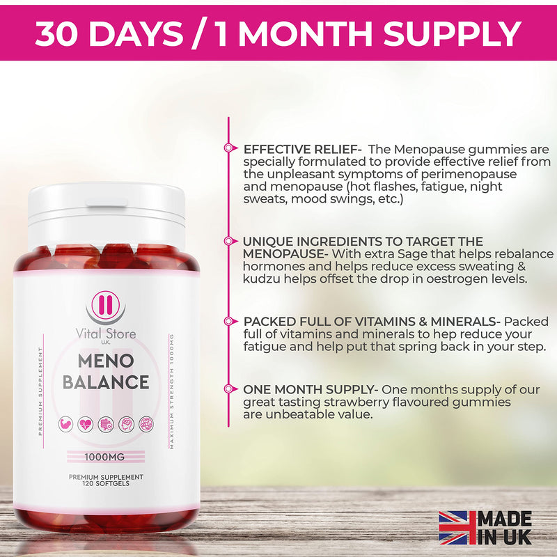 Meno Gummies - Menopause & Perimenopause Supplement - 30 Vegan High Strength Meno Gummies - Berry Flavour - BeesActive Australia