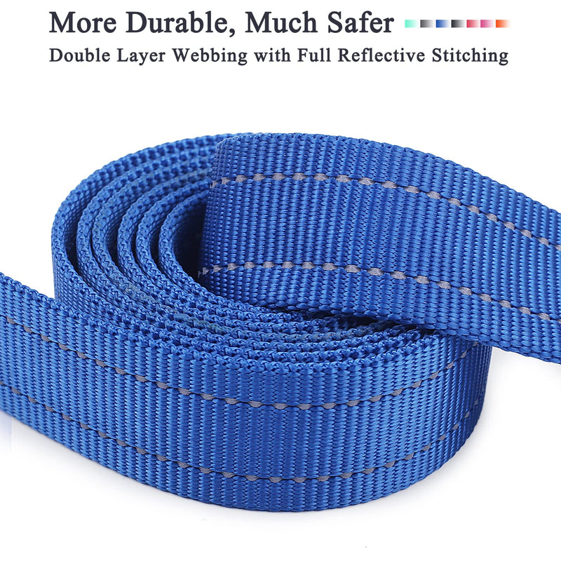 VIVAGLORY Dog Leash with Padded Handle, Heavy Duty Reflective Nylon Training Leash Walking Lead for Small to Large Dogs 6 ft. x 1 in. (25~120 lbs.) Blue - BeesActive Australia