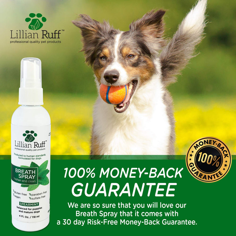 Lillian Ruff Dog Breath Freshener Dental Care Spray - Dog Oral Health Teeth Cleaning Formula Targets Bad Dog Breath, Plaque & Tartar Build-Up, Supports Oral Care, Gum Health & Immune System. 4oz - BeesActive Australia