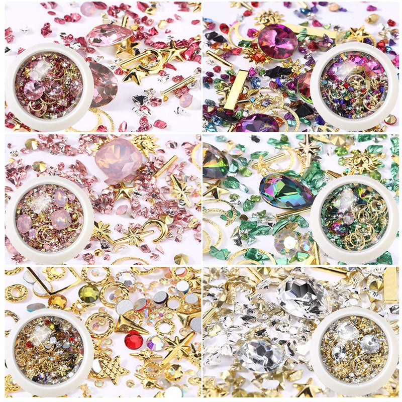 6 Pack Mixed Nail Art Rhinestones Diamonds Crystals Beads Gems,DIY Nail Art Rhinestones Diamonds for Professional and Individual Use - BeesActive Australia