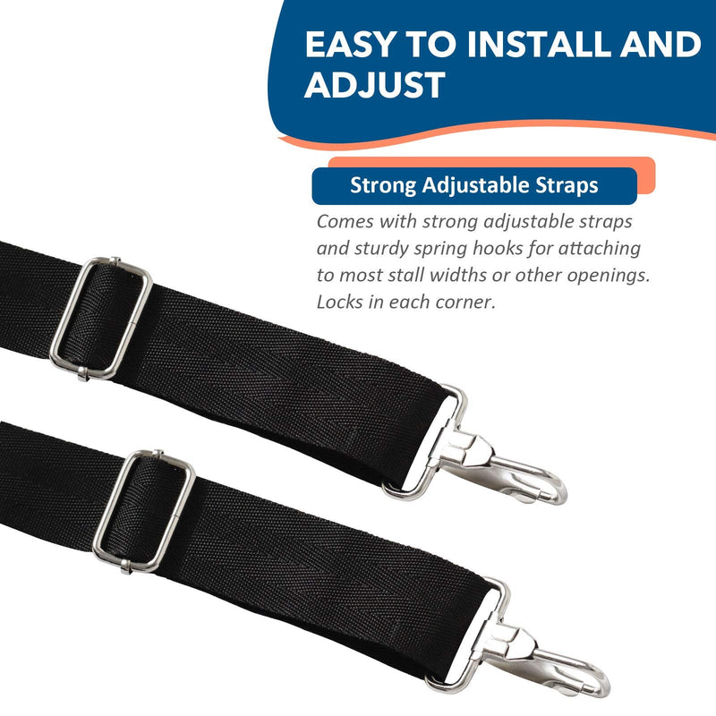 Harrison Howard Horses Stall Guard with Adjustable Straps and Sturdy Spring Hooks Included Aisle Guard for Horses Navy - BeesActive Australia