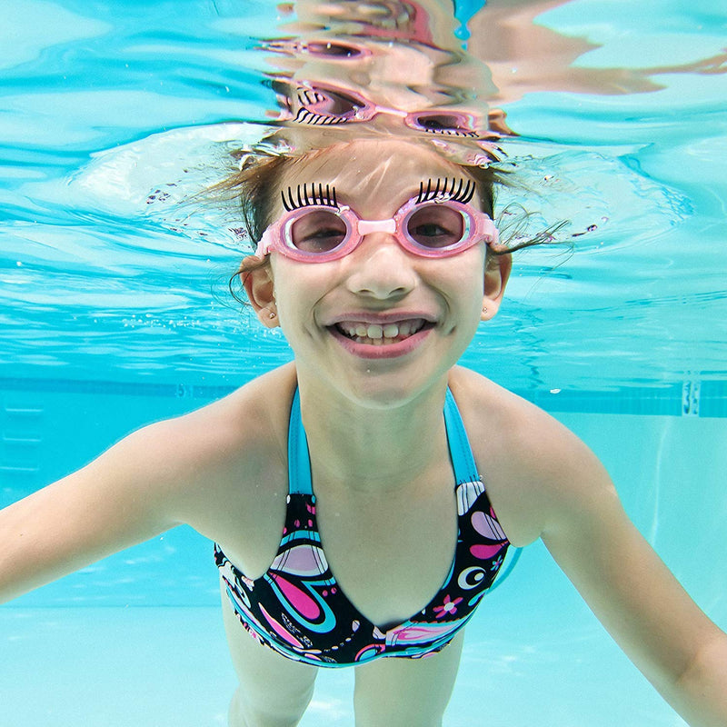 [AUSTRALIA] - Bling 2O Kids Swimming Goggles - Pink Eyelash Design Swim Goggles for Girls - Ages 3+ - Anti Fog, No Leak, Non Slip, UV Protection with Hard Travel Case - Lead and Latex Free (Splash Lash Glam Pink) 