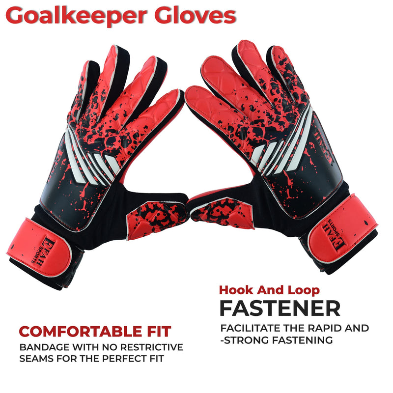 EFAH SPORTS Soccer Goalkeeper Gloves for Kids Boys Children Youth Football Goalie Gloves with Strong Grips Size 3 suitable for 5 to 6 year old Red - BeesActive Australia
