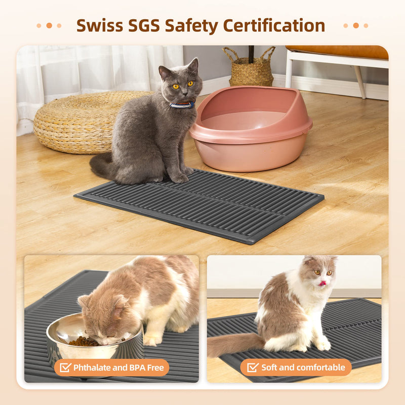Cat Litter mat for Kitty Litter Box: Cats Litter Trapping mats - Litter pad - Litter Catcher - pet mats for Floor Waterproof - Kitty Litter Rug Trapper - Washable Litter mat XL Large 31x24" Grey - BeesActive Australia