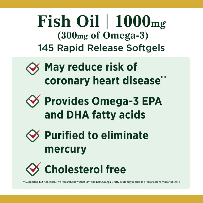 Nature's Bounty Fish Oil, 300 mg of Omega-3, 145 Count - BeesActive Australia