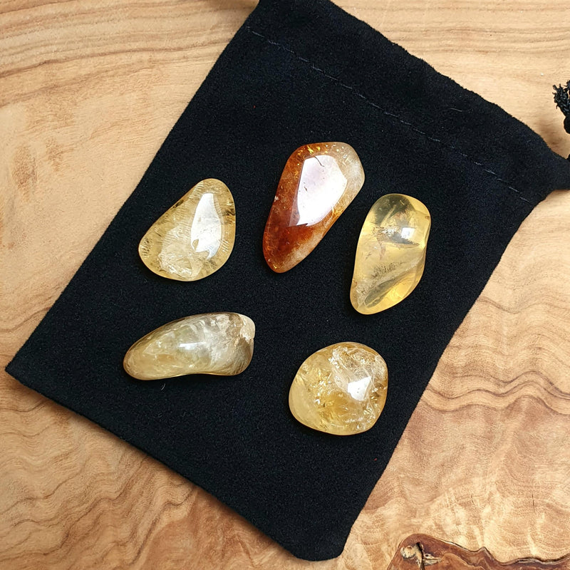 5 x Citrine Tumblestones | 10-20mm Polished Gemstone Crystals | Healing Crystals for Luck & Prosperity - BeesActive Australia